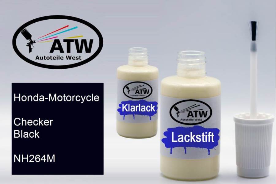 Honda-Motorcycle, Checker Black, NH264M: 20ml Lackstift + 20ml Klarlack - Set, von ATW Autoteile West.